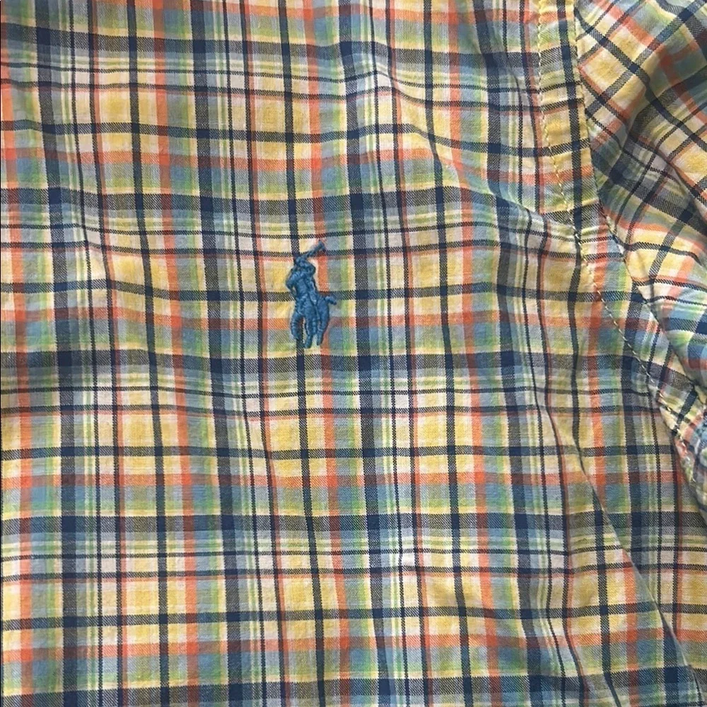 Ralph Lauren Blue and Orange Plaid Button Down Shirt